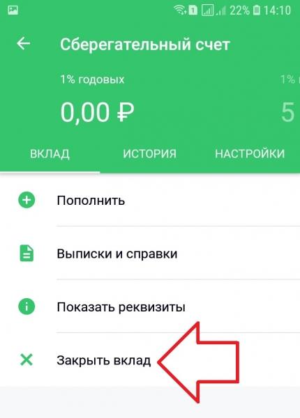 Как закрыть вклад в Сбербанке онлайн досрочно