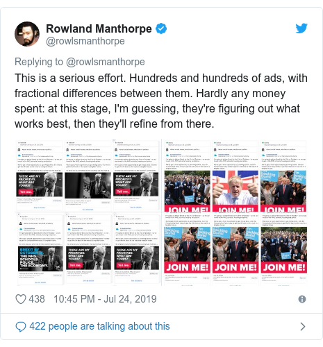 Flurry of Boris Johnson adverts tested on Facebook