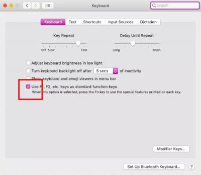 Функциональные клавиши F1-F12 на Mac