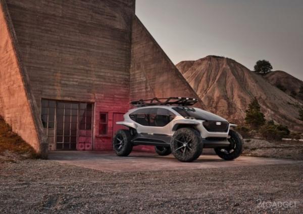 Внедорожник Audi AI:TRAIL quattro с электродвигателями, и дронами для подсветки дороги (23 фото + 2 видео)