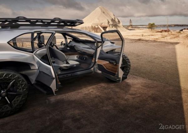 Внедорожник Audi AI:TRAIL quattro с электродвигателями, и дронами для подсветки дороги (23 фото + 2 видео)