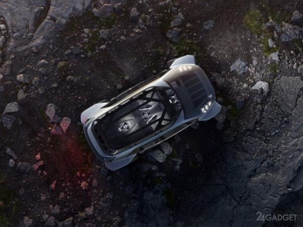 Внедорожник Audi AI:TRAIL quattro с электродвигателями, и дронами для подсветки дороги (23 фото + 2 видео)