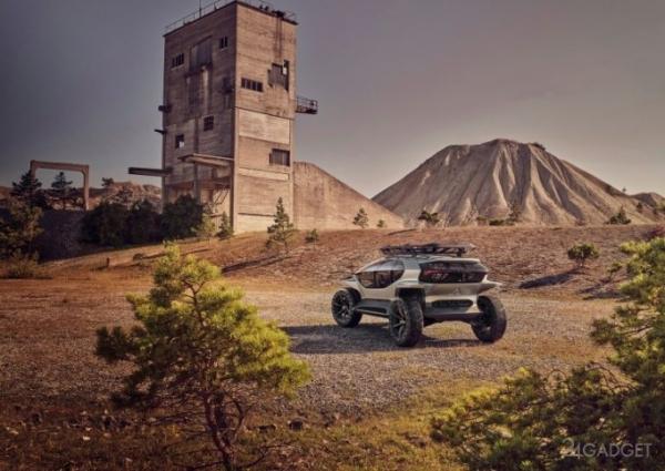Внедорожник Audi AI:TRAIL quattro с электродвигателями, и дронами для подсветки дороги (23 фото + 2 видео)