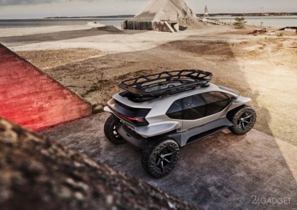 Внедорожник Audi AI:TRAIL quattro с электродвигателями, и дронами для подсветки дороги (23 фото + 2 видео)